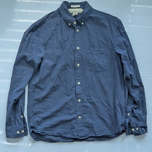 Faded Navy Blue Button Down Lightweight Plain Weave Cotton - Picture 1 of 2
